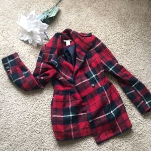 Plaid Cinched Peacoat